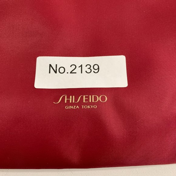 SHISEIDO Ginza Tokyo Fabric Shoulder Bag Red Faux Leather Handles Light Weight - Picture 14 of 14